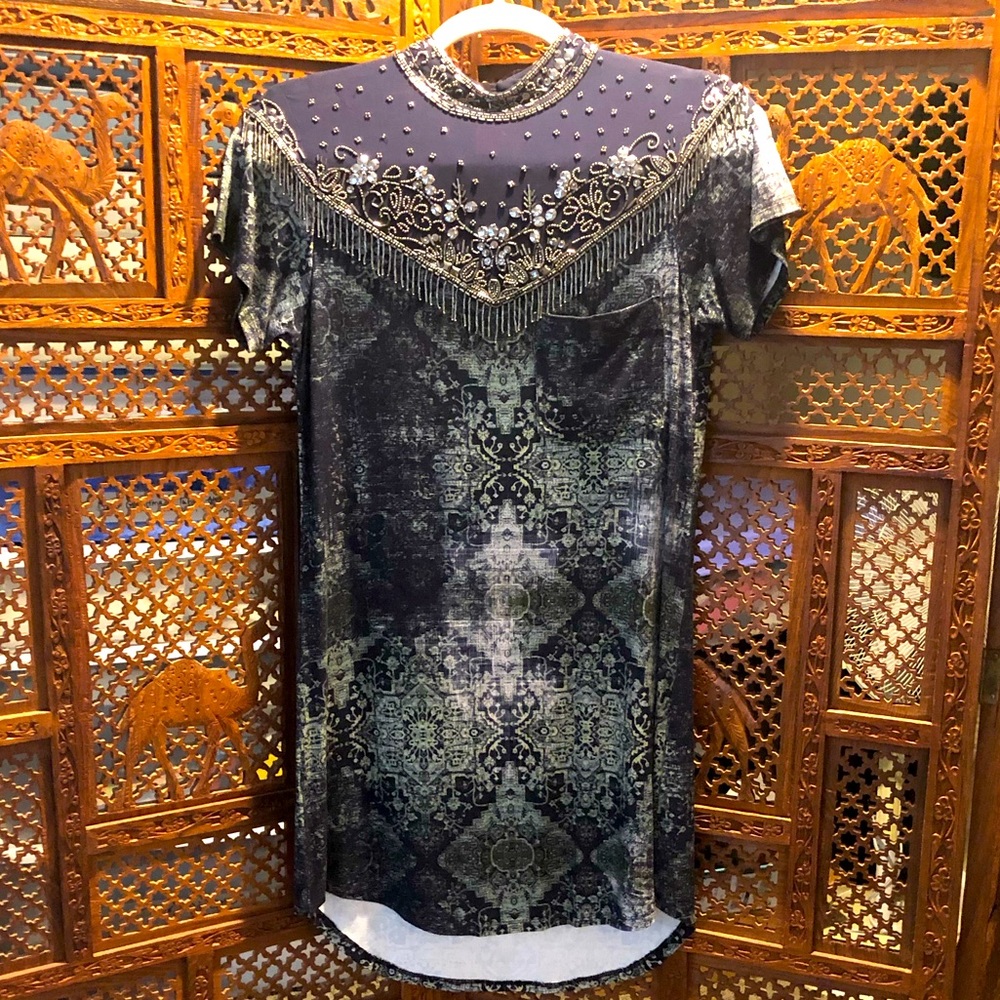 Haute Hippie high low beaded dress
